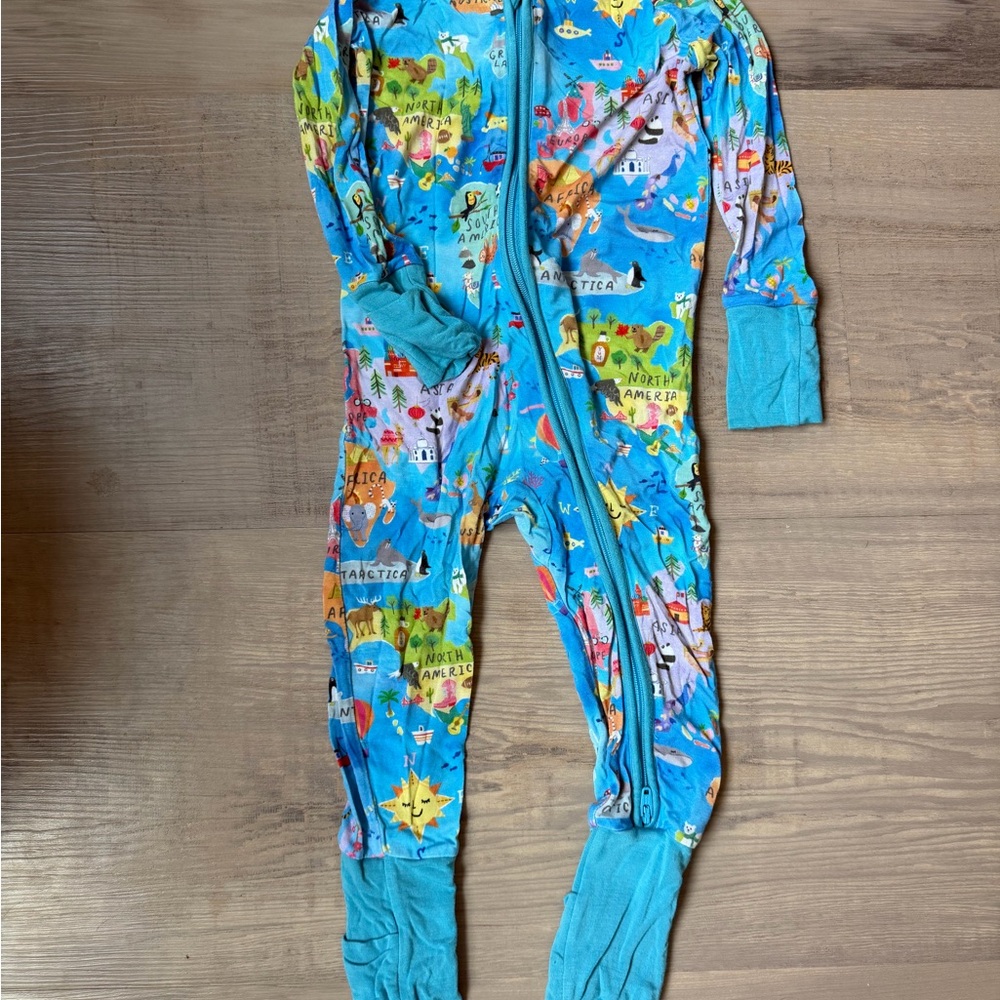 Little Sleepies Blue World Map Zippy Pajamas
